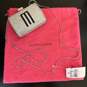 Judith Leiber Silver Crystal Evening Bag with Initial M. NWT
